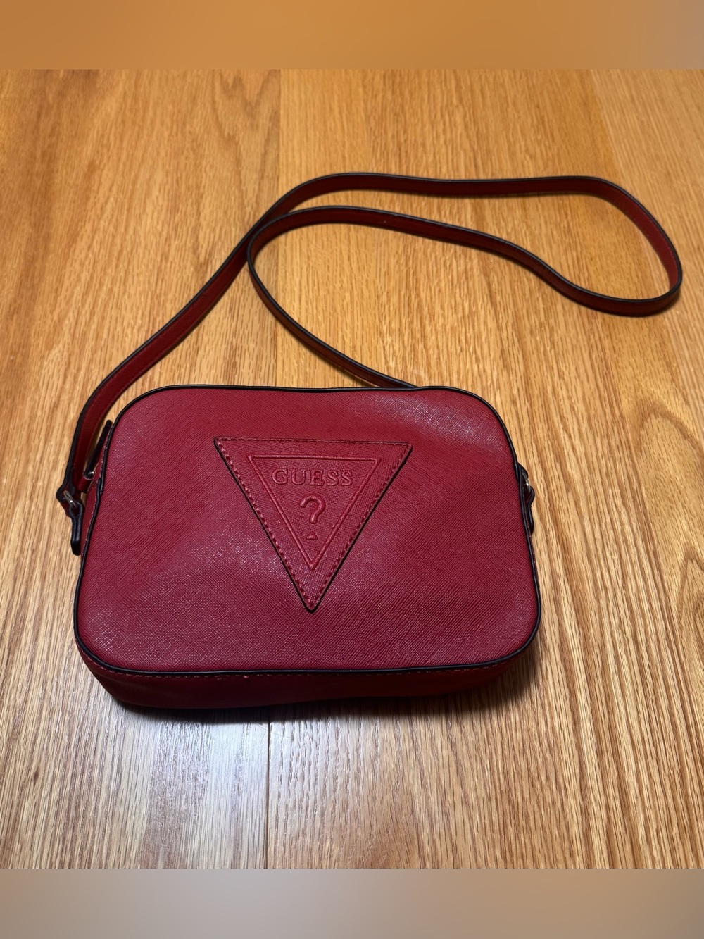 GUESS Red Crossbody Camera Bag with Embossed Logo